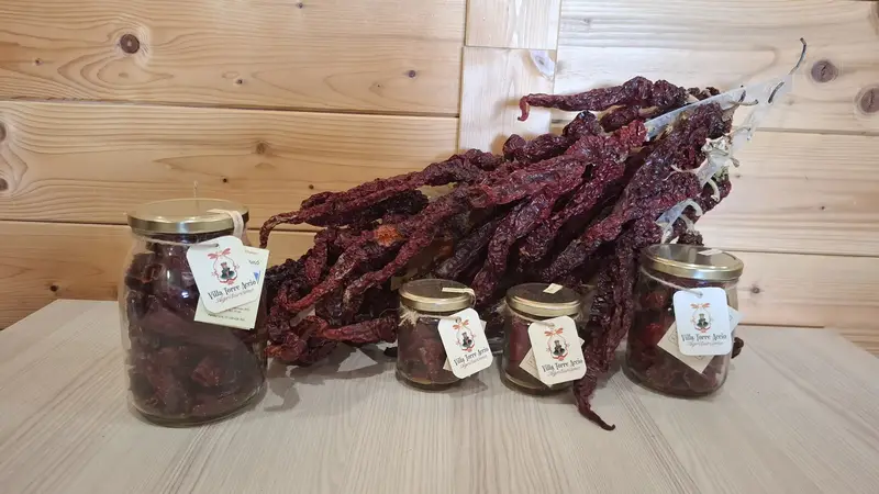 Peperoni di Senise essiccati e fritti, pronti da servire croccanti